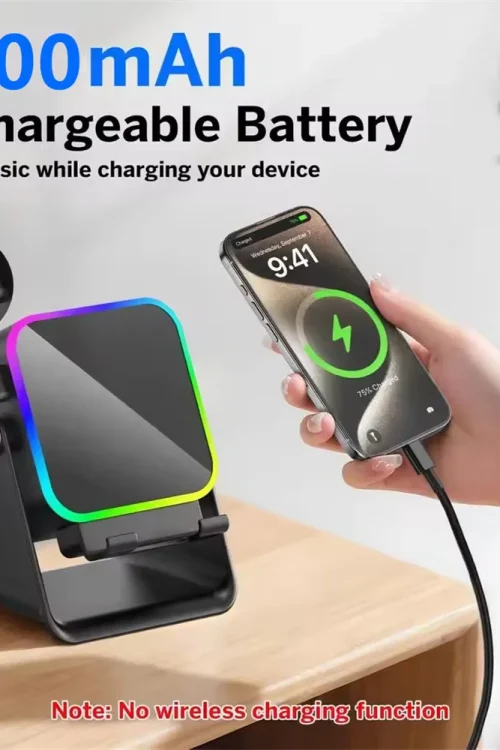 Magnetic Induction Speaker Phone Stand Wireless Bluetooth Phone Holder Amplifier Portable Desk Speaker with RGB Light Super Bass