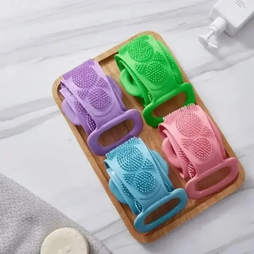 Body Sponge Silicone Back Brushes Bath Towels Scrubber Rubbing Back Peeling Massage Shower Belt Extended Skin Clean Brushes - Image 4