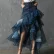 Women's Denim Patchwork Ruffle Maxi Skirt High Waisted Asymmetrical Sheer Tulle Layered Skirt For Female Fashion Outfits Skirts