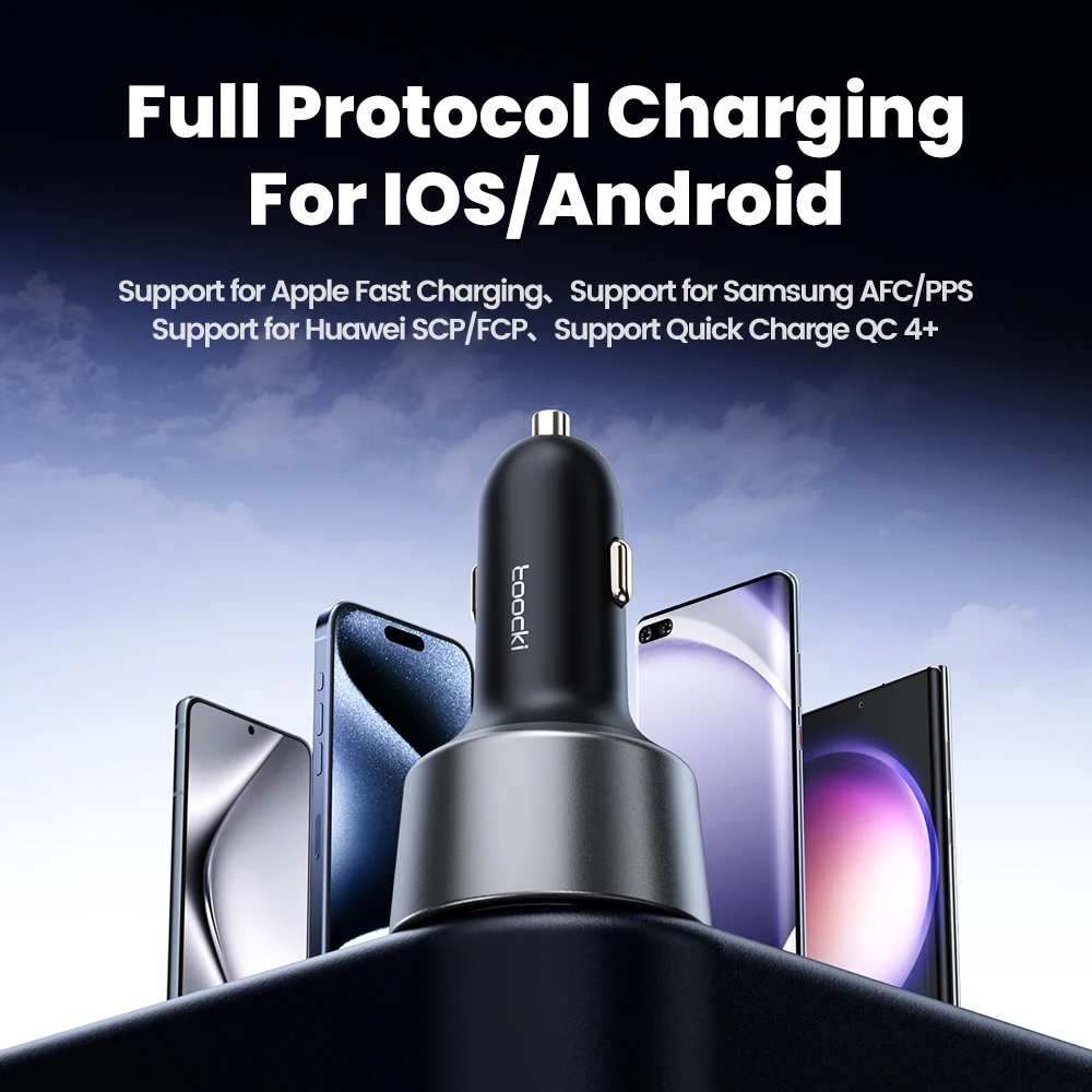 Toocki 200W Car Charger USB Type C QC 4.0 PPS 45W PD 100W Fast Charging USB C Car Phone Charger for iPhone 16 15 Samsung Macbook - Image 5