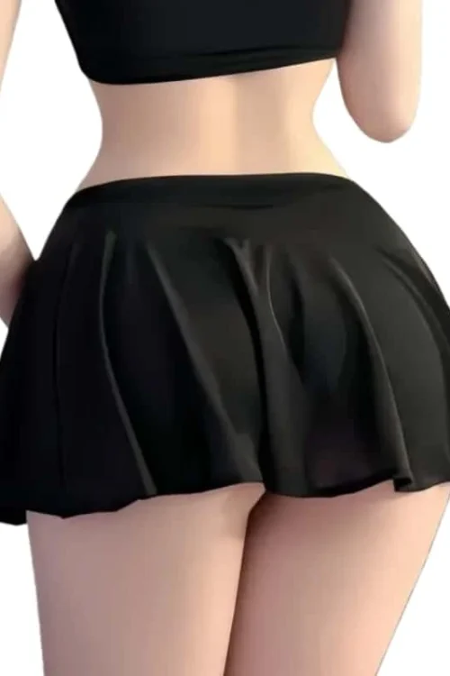 Fashion Korean Style Mini Skirt Girls Womens See Through High Waist Black A Line Short Pleated Skirts Christmas Street Club Wear