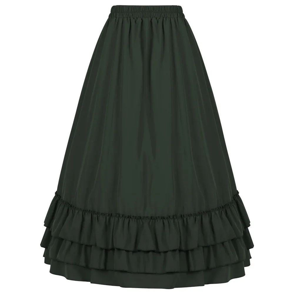 Brown Ruffled High Waisted Long Victorian Skirt Steampunk Skirts Womens Party Wear Gothic Vintage Clothes Medieval Costume Sexy - Image 4
