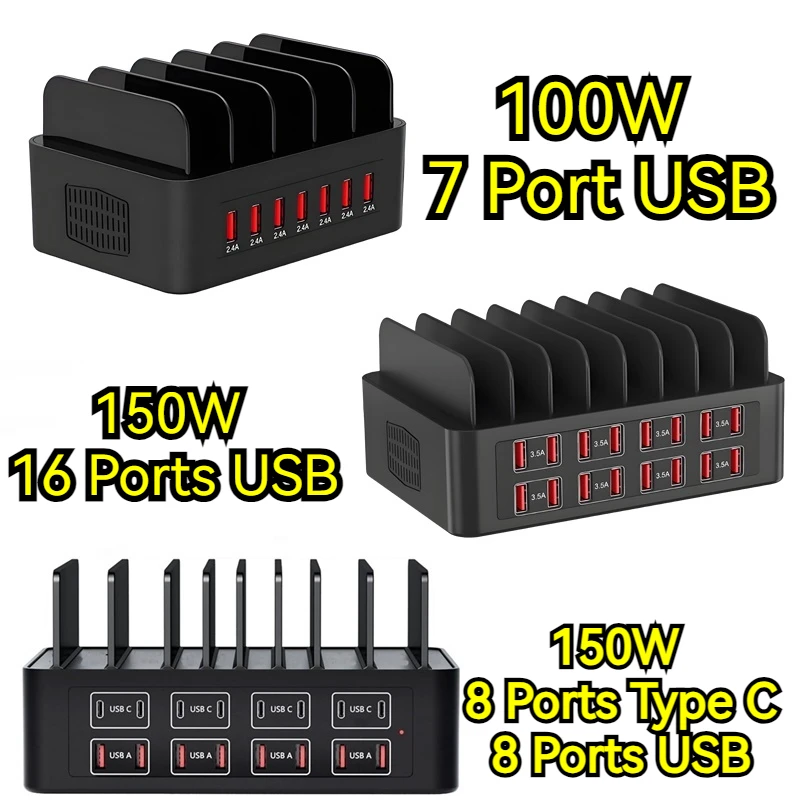 150W Universal Multi USB Type C Fast Charger 16 Port 3.5A MAX Charging Station Stand For Ipad Iphone 17 16 Samsung Xiaomi Tablet - Image 2