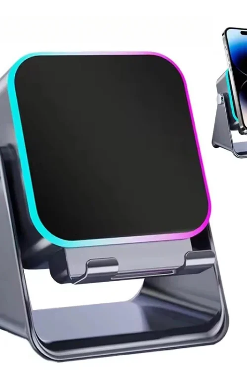 NEW 5 In 1 Auto-induction Wireless Induction Speaker 8 Mode RGB Light Phone Stand Surround Sound Portable Bluetooth Phone Holder