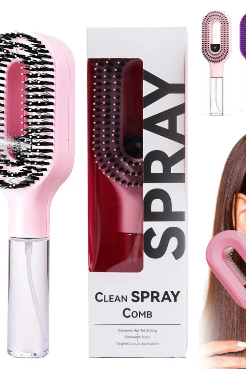 2 in 1 Detangler Aqua Comb Hydration Hair Brush with Water Spray Fine Mist Wet Dry Detangling Brush for Curly Wavy Straight Hair