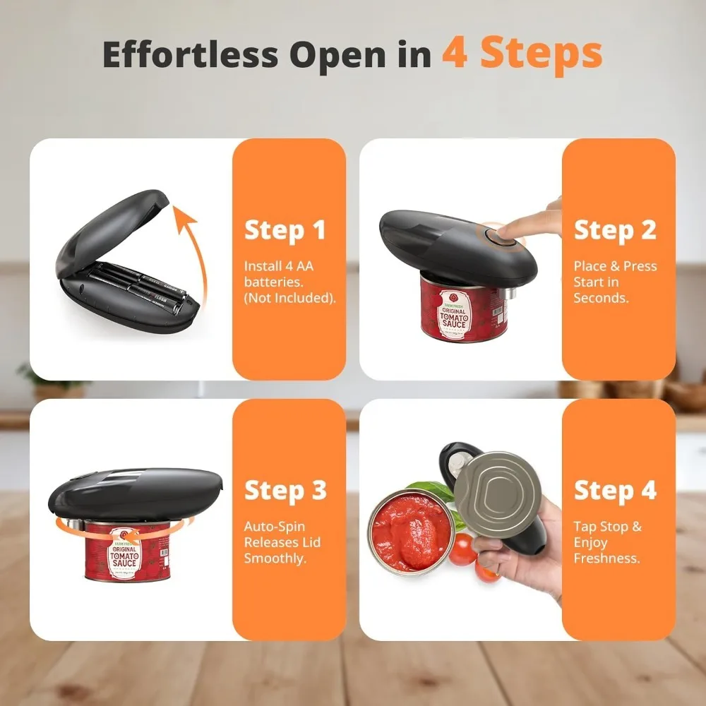 Electric Can Opener, Kitchen Accessories Can Open Almost Any Can, One-touch Automatic Opening, Kitchen Gadget with Smooth Edges - Image 6
