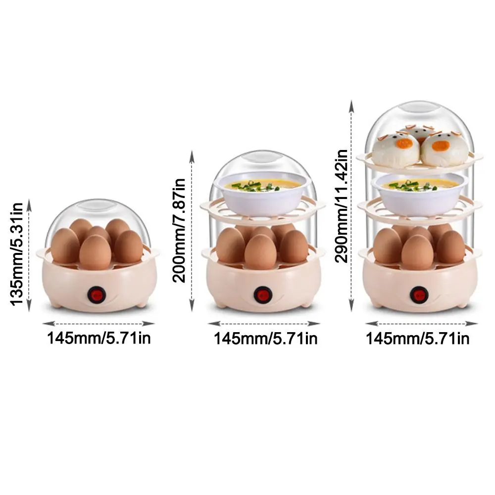 Automatic Power Off Egg Boiler Mini Multi-layer Breakfast Machine with Measuring Cup Egg Poacher for Home Dormitory - Image 6