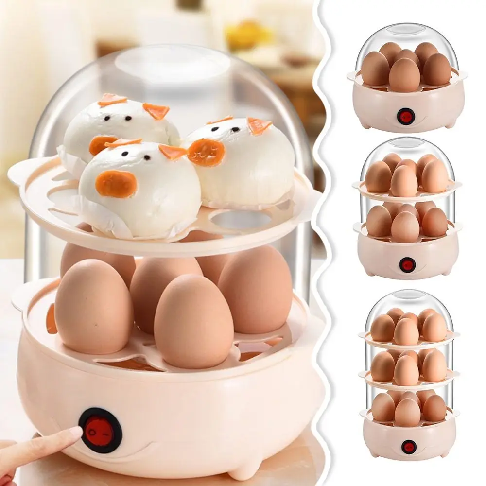 Automatic Power Off Egg Boiler Mini Multi-layer Breakfast Machine with Measuring Cup Egg Poacher for Home Dormitory - Image 4