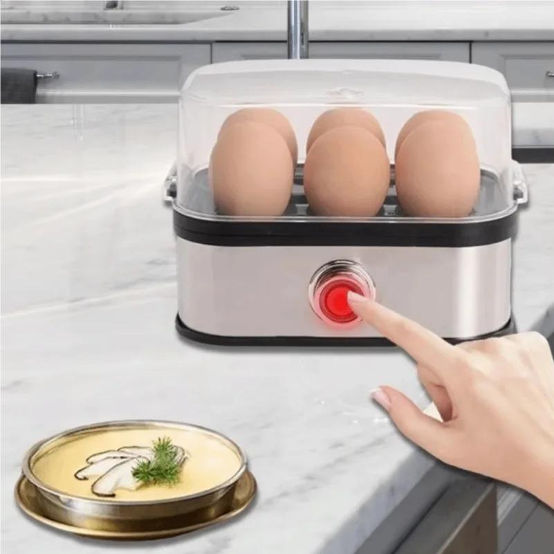 200W Power Eggs Boiler Space Saving Auto Shut-Off Smart Egg Cooker 6 Eggs Capacity Stainless Steel Rapid Egg Cooker - Image 2