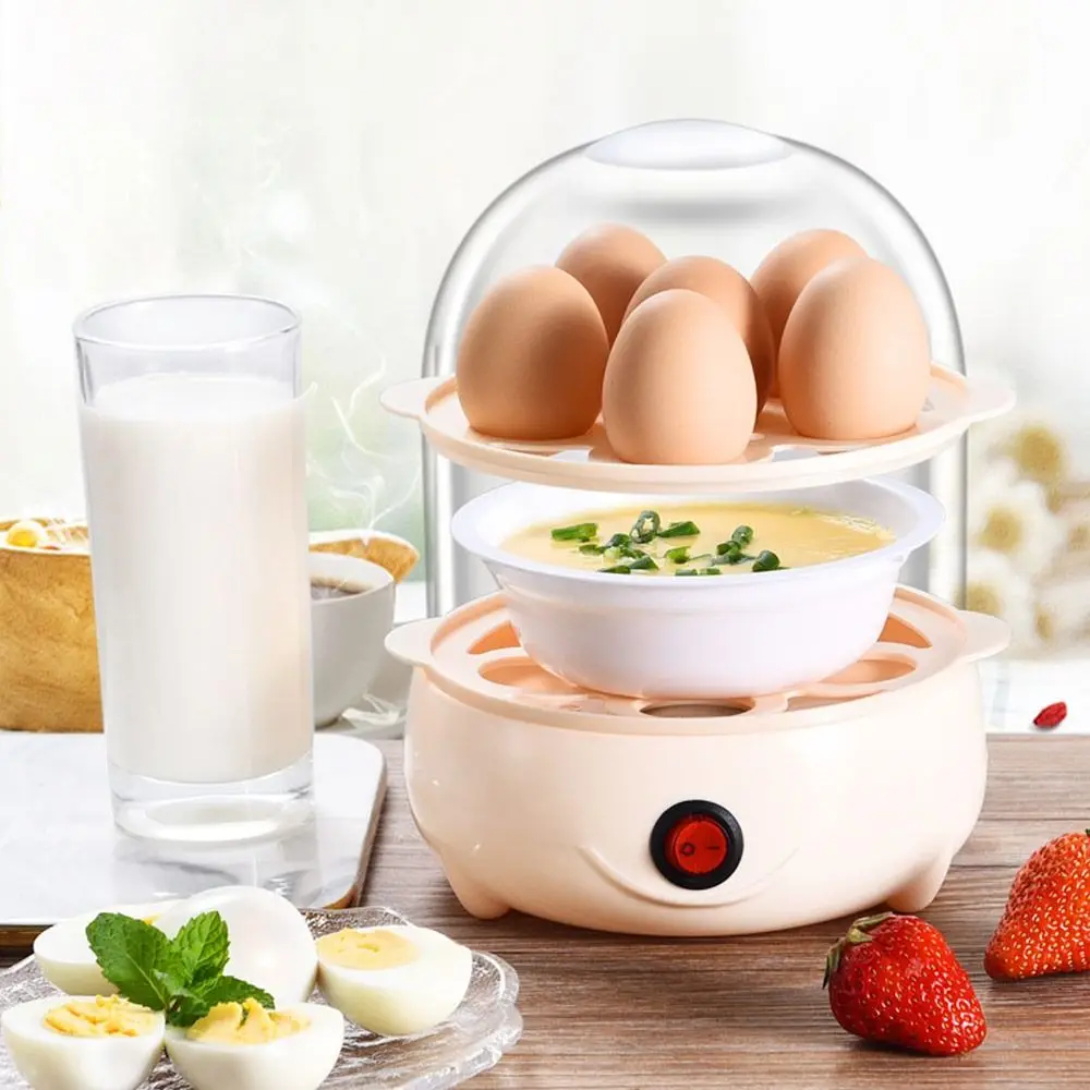 Automatic Power Off Egg Boiler Mini Multi-layer Breakfast Machine with Measuring Cup Egg Poacher for Home Dormitory - Image 2